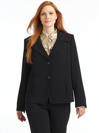 THE LOOKWide notch lapelsPadded shouldersLong sleevesSplit cuffsTwo-button closureSlash pockets at waistTHE FITAbout 29 from shoulder to hemTHE MATERIAL71% triacetate/29% polyesterFully linedCARE & ORIGINDry cleanImported THE LOOKWide notch lapelsPadded shouldersLong sleevesSplit cuffsTwo-button closureSlash pockets at waistTHE FITAbout 29 from shoulder to hemTHE MATERIAL71% triacetate/29% polyesterFully linedCARE & ORIGINDry cleanImported