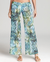 Sheerly fantastic, these python-print L*Space pants make resort dressing a breeze, with the coordinating swimwear or a solid tunic. Sheerly fantastic, these python-print L*Space pants make resort dressing a breeze, with the coordinating swimwear or a solid tunic.
