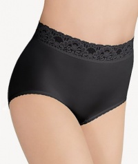 Wacoal Underwear Bodysuede Lace Waist Brief, Black, Size 5 Wacoal Underwear Bodysuede Lace Waist Brief, Black, Size 5