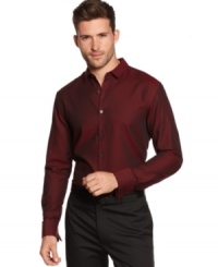 A slim fit and french cuffs make this Alfani RED shirt the perfect piece for both work and play.