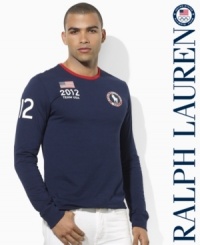 Celebrate the athletic spirit of the 2012 Olympic Games with this patriotic long sleeved cotton tee accented with sporty numerals and graphics. Celebrate the athletic spirit of the 2012 Olympic Games with this patriotic long sleeved cotton tee accented with sporty numerals and graphics.