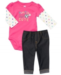 It's all relative. Prove that being sweet runs in the family by putting her in this adorable bodysuit and legging set from Carter's. It's all relative. Prove that being sweet runs in the family by putting her in this adorable bodysuit and legging set from Carter's.