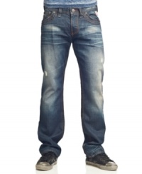 In a denim daze? Break out of your funk with these heavily washed jeans from Affliction. In a denim daze? Break out of your funk with these heavily washed jeans from Affliction.