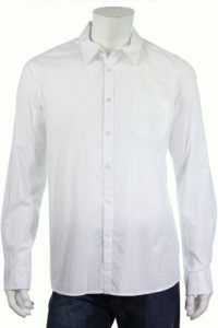 Kenneth Cole Men's What A Sucker White Long Sleeve Pinstripe Dress Shirt, X-Large