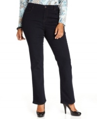 Slimming favorites: Style&co.'s bootcut plus size jeans with flattering tummy control. Slimming favorites: Style&co.'s bootcut plus size jeans with flattering tummy control.