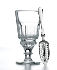 Get a taste of vintage elegance with this set of La Rochere absinthe drinking glasses from French Home. A footed design in luminous, gently fluted glass is as distinct as the old-world cocktail. With a slotted spoon for your sugar cube. Get a taste of vintage elegance with this set of La Rochere absinthe drinking glasses from French Home. A footed design in luminous, gently fluted glass is as distinct as the old-world cocktail. With a slotted spoon for your sugar cube.