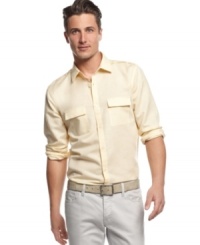 Let the light in. This linen shirt from Calvin Klein makes getting that laid back summer look a breeze. Let the light in. This linen shirt from Calvin Klein makes getting that laid back summer look a breeze.