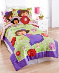 Go explorin'! Dora the Explorer is your go-to gal for a fun day in the park with this Dora Picnic decorative pillow pack. Features a cheerful Dora surrounded by fresh flowers and bright hues your kids will go crazy for. Go explorin'! Dora the Explorer is your go-to gal for a fun day in the park with this Dora Picnic decorative pillow pack. Features a cheerful Dora surrounded by fresh flowers and bright hues your kids will go crazy for.