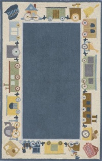 Momeni Lil Mo All Aboaaardd Rug, Blue, 3' x 5' Momeni Lil Mo All Aboaaardd Rug, Blue, 3' x 5'