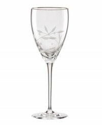 Worthy of a toast, this Lenox crystal wine glass features the Opal Innocence vine motif etched below a band of polished platinum. A beautiful companion to Opal Innocence dinnerware. Worthy of a toast, this Lenox crystal wine glass features the Opal Innocence vine motif etched below a band of polished platinum. A beautiful companion to Opal Innocence dinnerware.