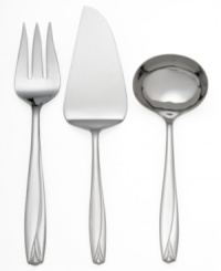 Inspired by the graceful shape of a tulip near bloom, this smooth and luminous flatware collection brings a soft note of spring to any setting. Includes a gravy ladle, pastry server and cold meat fork. Inspired by the graceful shape of a tulip near bloom, this smooth and luminous flatware collection brings a soft note of spring to any setting. Includes a gravy ladle, pastry server and cold meat fork.