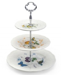 Ripe for the table, the Antique Countryside 3-tier server exudes charm with embossed vines and three colorful nature scenes in traditional white stoneware. Complements Italian Countryside and Antique White dinnerware, also by Mikasa. Ripe for the table, the Antique Countryside 3-tier server exudes charm with embossed vines and three colorful nature scenes in traditional white stoneware. Complements Italian Countryside and Antique White dinnerware, also by Mikasa.