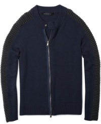 Maybe he'd like to, a guy can't go around in macho motocross gear 24/7. So here's the next best-maybe even better-thing: A zip-up cardigan from Sean John with moto-style ribbing that travels over the shoulders and down the sleeves. Maybe he'd like to, a guy can't go around in macho motocross gear 24/7. So here's the next best-maybe even better-thing: A zip-up cardigan from Sean John with moto-style ribbing that travels over the shoulders and down the sleeves.