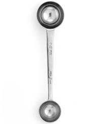 Get the scoop on making the perfect pot of coffee. This stainless steel tool features a double-sided design that measures out 1 and 2 tablespoons for a precision blend every time. Get the scoop on making the perfect pot of coffee. This stainless steel tool features a double-sided design that measures out 1 and 2 tablespoons for a precision blend every time.