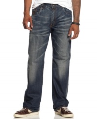 Rock the worn-in look with these sleek Rocawear jeans. Rock the worn-in look with these sleek Rocawear jeans.
