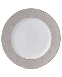 A brighter white. Royal Doulton's Finsbury accent plate embodies chic minimalism, swept with a pretty linear pattern and bands of warm taupe. Versatile bone china proves a smart choice for every day as well as entertaining.