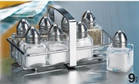 COMPLETE KIT SET OF 8 SALT AND PEPPER SHAKERS IN CADDY COMPLETE KIT SET OF 8 SALT AND PEPPER SHAKERS IN CADDY