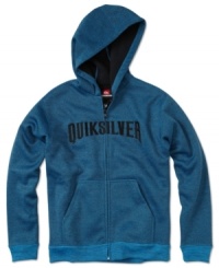 A classic logo print across the chest gives this Quiksilver hoodie its surf-tastic style. A classic logo print across the chest gives this Quiksilver hoodie its surf-tastic style.