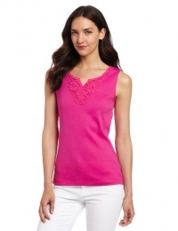 Rafaella Women's Crochet Trim Tank Top, Rose Violet, Medium Rafaella Women's Crochet Trim Tank Top, Rose Violet, Medium