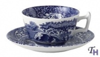 Spode Blue Italian Teacup and Saucer, Set of 4 Spode Blue Italian Teacup and Saucer, Set of 4