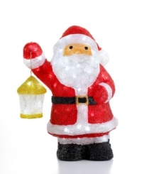 Season's greetings! Santa lights and leads the way for guests in this large holiday display piece, designed for decorating inside or out. Season's greetings! Santa lights and leads the way for guests in this large holiday display piece, designed for decorating inside or out.