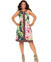 Get transported to a tropical rain forest with Calvin Klein's floral-printed plus size dress-- it's season-perfect! Get transported to a tropical rain forest with Calvin Klein's floral-printed plus size dress-- it's season-perfect!