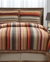 Swimmingly superior stripes. Adorn your bed with this Riverside quilt, featuring intricate stitching details and vivid vertical stripes in warm multi-colored tones for exceptional texture and appearance. Swimmingly superior stripes. Adorn your bed with this Riverside quilt, featuring intricate stitching details and vivid vertical stripes in warm multi-colored tones for exceptional texture and appearance.