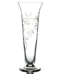Utterly romantic, the Trousseau bud vase from Martha Stewart Collection features a feminine tulip shape and etched florals in clear glass. A beautiful gift for the happy couple. Utterly romantic, the Trousseau bud vase from Martha Stewart Collection features a feminine tulip shape and etched florals in clear glass. A beautiful gift for the happy couple.