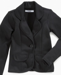 Biz chic. She can add a professional look to her classy style with the formal lines on this blazer from DKNY. Biz chic. She can add a professional look to her classy style with the formal lines on this blazer from DKNY.