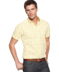 Boxed in. Stay inside the scope of stellar style with this plaid shirt from Club Room. Boxed in. Stay inside the scope of stellar style with this plaid shirt from Club Room.