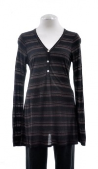 Ella Moss Black Metallic Striped V-Neck Long Sleeve Shirt Top Medium Ella Moss Black Metallic Striped V-Neck Long Sleeve Shirt Top Medium