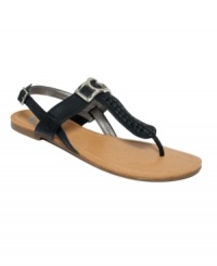 Go with the flow. The subtle stylings and chic T-strap of the Lurrela flat sandals from G by Guess make them an effortless choice when you're on the go. Go with the flow. The subtle stylings and chic T-strap of the Lurrela flat sandals from G by Guess make them an effortless choice when you're on the go.
