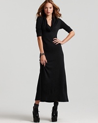 This James Perse maxi dress transitions into fall with a chic funnel neck and three-quarter sleeves. Belt it, if you like--or treat it as a base layer in a multilevel look. This James Perse maxi dress transitions into fall with a chic funnel neck and three-quarter sleeves. Belt it, if you like--or treat it as a base layer in a multilevel look.