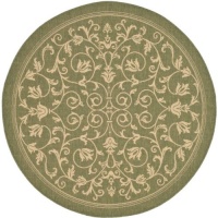 Safavieh Courtyard Collection CY2098-1E06 Olive and Natural Indoor/Outdoor Round Area Rug, 5-Feet 3-Inch