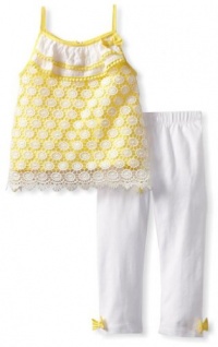 Mud Pie Girls 2-6x Crochet Tunic And Legging Set, Yellow/White, 3T Mud Pie Girls 2-6x Crochet Tunic And Legging Set, Yellow/White, 3T
