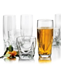 Modern geometric glassware fusing round bowls and square bottoms offer a sharp new look for casual tables. Crafted in partially recycled glass, this set is a smart choice for the environment as well as your kitchen. From Libbey's collection of drinking glasses. Modern geometric glassware fusing round bowls and square bottoms offer a sharp new look for casual tables. Crafted in partially recycled glass, this set is a smart choice for the environment as well as your kitchen. From Libbey's collection of drinking glasses.