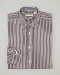 A handsome check print shirt from Burberry London adds inimitable refinement to your collection of button-downs. Crafted in exceptional cotton for comfort, handsome with a tie or worn alone. A handsome check print shirt from Burberry London adds inimitable refinement to your collection of button-downs. Crafted in exceptional cotton for comfort, handsome with a tie or worn alone.