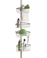 Positive tension. Keep all your bath and shower essentials organized and within reach with Interdesign's Tension Forma caddy. Boasting four positional baskets with hooks for razors and a rack perfect for your washcloth, this helpful tower frees up space where needed most. Choose from two finishes. Positive tension. Keep all your bath and shower essentials organized and within reach with Interdesign's Tension Forma caddy. Boasting four positional baskets with hooks for razors and a rack perfect for your washcloth, this helpful tower frees up space where needed most. Choose from two finishes.