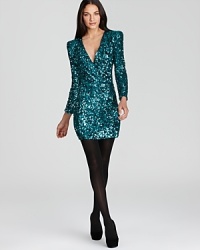 Captivate your guests in this dazzling French Connection dress--festooned with gleaming aquamarine sequins, this attention-stealing femme fatale shines the light on the party season ahead. Captivate your guests in this dazzling French Connection dress--festooned with gleaming aquamarine sequins, this attention-stealing femme fatale shines the light on the party season ahead.