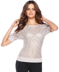 Metallic sheen enhances the intricate knit pattern of INC's dolman-sleeve pullover. Try it with everything from jeans to your favorite skirt! (Clearance) Metallic sheen enhances the intricate knit pattern of INC's dolman-sleeve pullover. Try it with everything from jeans to your favorite skirt! (Clearance)