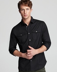 Rock this military-influenced design from John Varvatos USA LUXE for an easy-to-wear, always-look-good style. Rock this military-influenced design from John Varvatos USA LUXE for an easy-to-wear, always-look-good style.