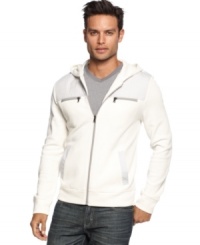 Stay warm, look cool in this sleek INC International Concepts hooded jacket. Stay warm, look cool in this sleek INC International Concepts hooded jacket.