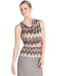 Add an eye-catching zigzag to your wardrobe with Kasper's petite top, an easy-to-layer piece that lends the perfect pop of pattern. Add an eye-catching zigzag to your wardrobe with Kasper's petite top, an easy-to-layer piece that lends the perfect pop of pattern.
