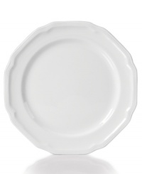 A unique geometric shape and clean design give this fine china salad plate from Mikasa's Antique White dinnerware and dishes collection a modern sensibility. The fact that it's microwave, dishwasher and oven safe makes it perfect for everyday use. A unique geometric shape and clean design give this fine china salad plate from Mikasa's Antique White dinnerware and dishes collection a modern sensibility. The fact that it's microwave, dishwasher and oven safe makes it perfect for everyday use.