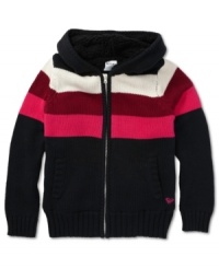 A chunky knit wonder perfect for the chillier months. She'll have her laid-back style down to an art form with the help of Roxy's zip hoodie sweater. A chunky knit wonder perfect for the chillier months. She'll have her laid-back style down to an art form with the help of Roxy's zip hoodie sweater.