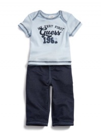 GUESS Kids Boys Tee Shirt and Pant Set, LIGHT BLUE (3/6M) GUESS Kids Boys Tee Shirt and Pant Set, LIGHT BLUE (3/6M)