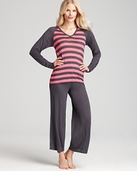 Worn together or separately, this striped pajama set from Josie is a perennial, at-home staple. Worn together or separately, this striped pajama set from Josie is a perennial, at-home staple.
