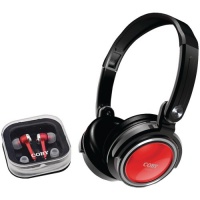Coby CV215RED Deep Bass Stereo Headphones and Earphones (Red) Coby CV215RED Deep Bass Stereo Headphones and Earphones (Red)