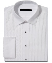 Clean up nice. This pleated-front tuxedo shirt from Sean John locks down your dress-up look. Clean up nice. This pleated-front tuxedo shirt from Sean John locks down your dress-up look.