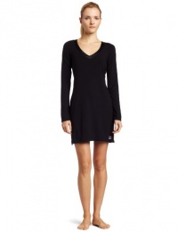 Calvin Klein Womens Essentials With Satin Long Sleeve Nightdress, Black, Medium Calvin Klein Womens Essentials With Satin Long Sleeve Nightdress, Black, Medium